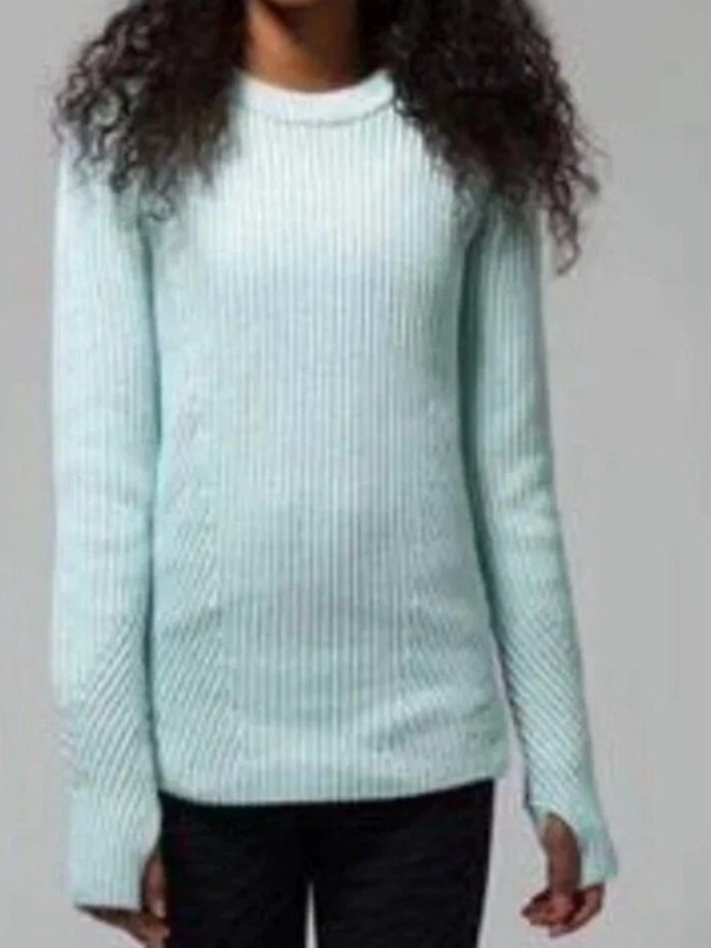 Ivivva Light Mint and Pink Ribbed Crewneck Sweater